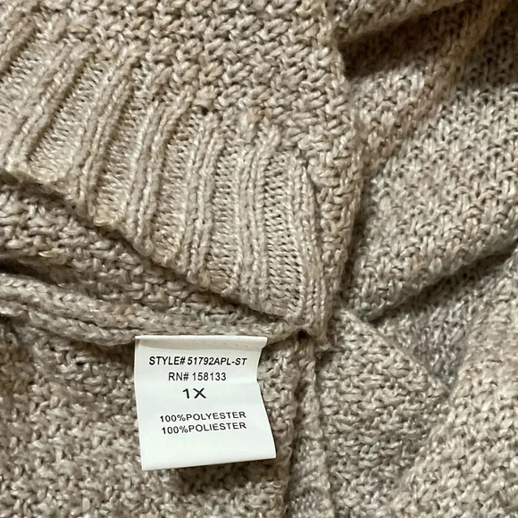 Pink Clover Beige Nikole Pull Over Knot Sweater Size 1X NWT - Picture 4 of 4